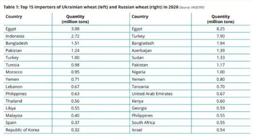 Importers of Ukrainian wheat